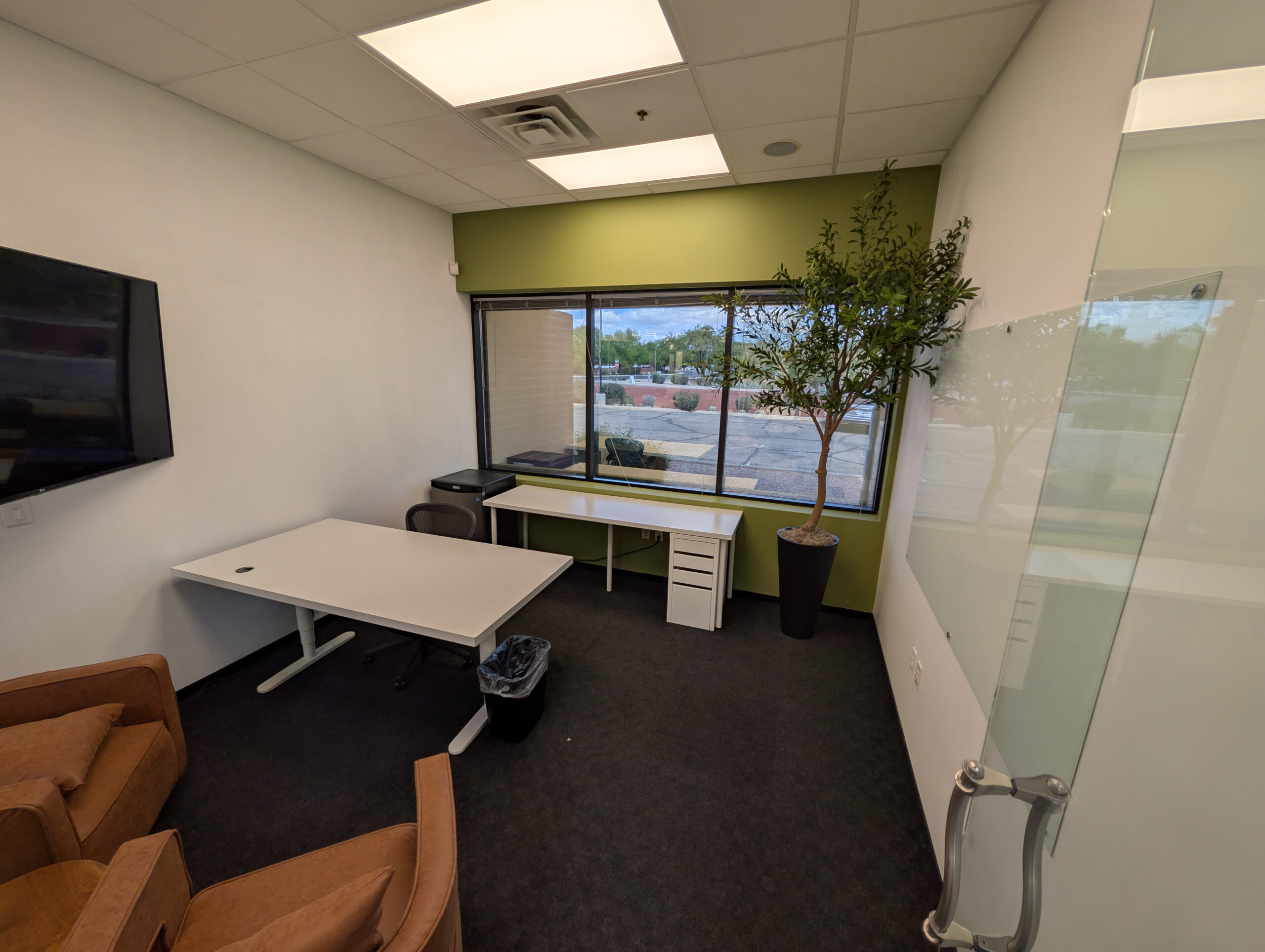 Fully furnished private office at The Crown Room coworking space in Tempe